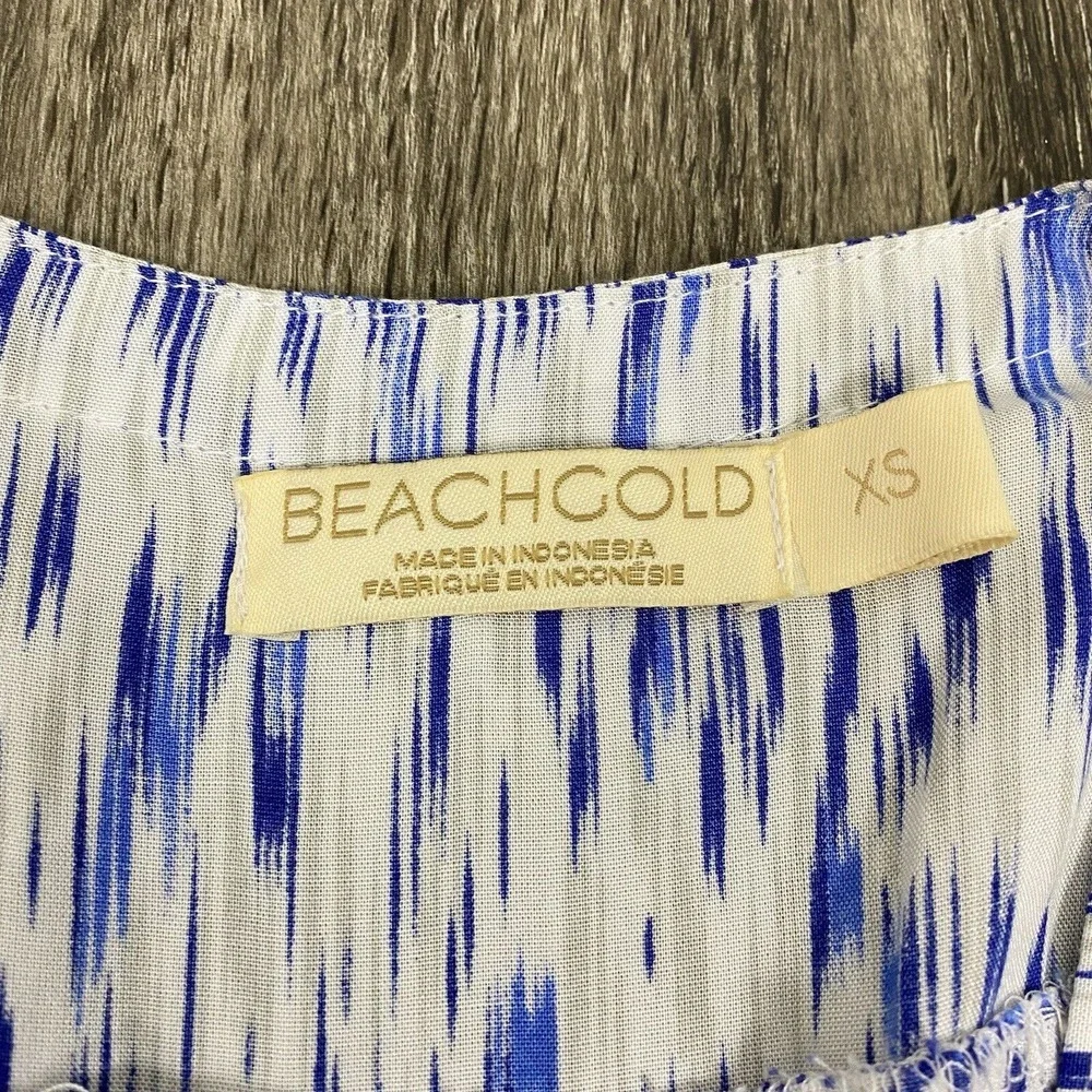 BEACHGOLD Dress Womens Size XS Blue Resort Cruise Beach V-Neck Midi Tassels Boho - Picture 6 of 16
